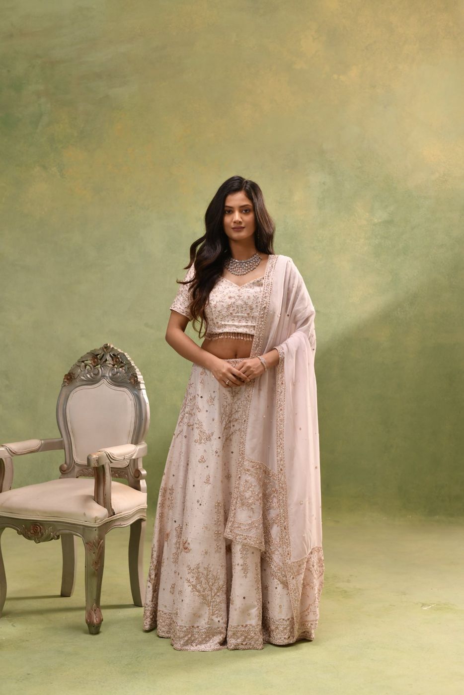 Chandni Lehenga — blush chanderi lehenga